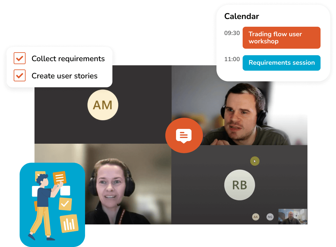 User workshops, project scope evaluation, requirements specification